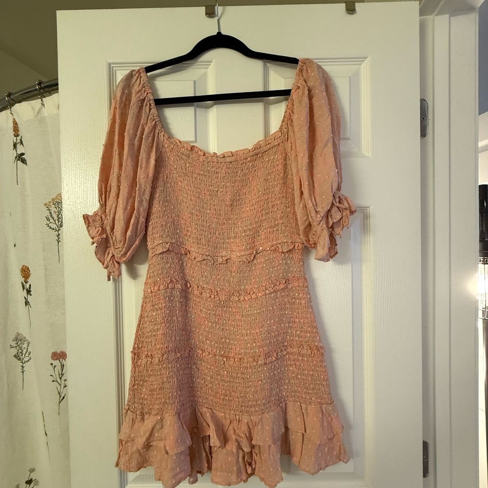 Elegant Pink Smocked Dress